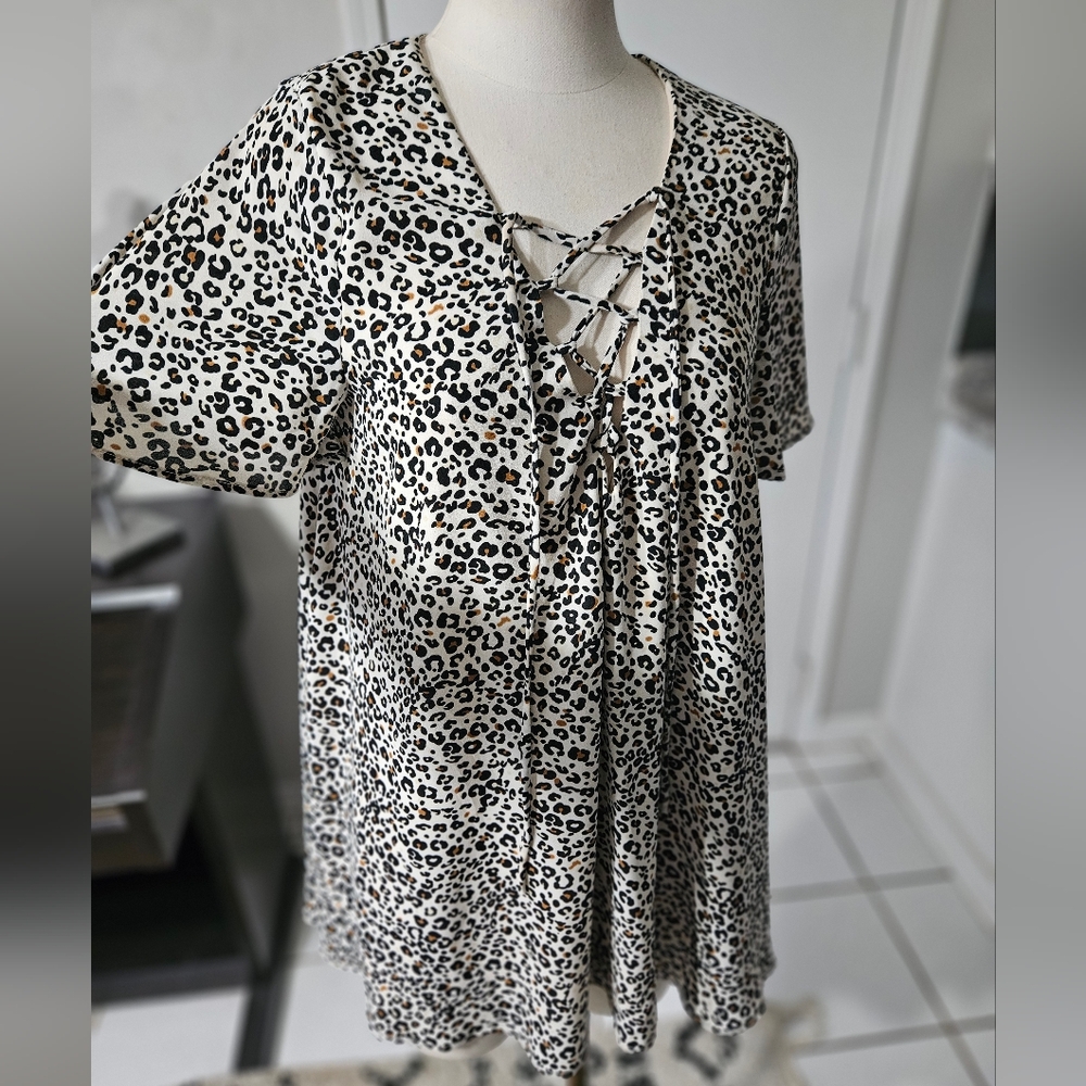 Show Me Your MuMu Leopard Print Lace-Up Top